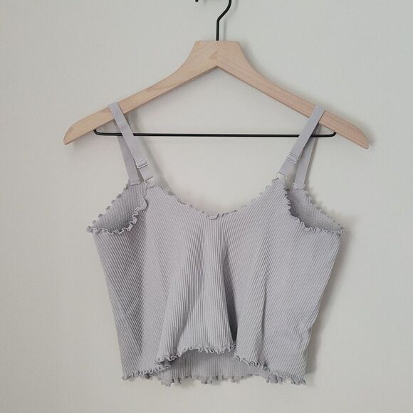 Aerie Ribbed Cropped Grey Tank Size Extra Large - Picture 4 of 5